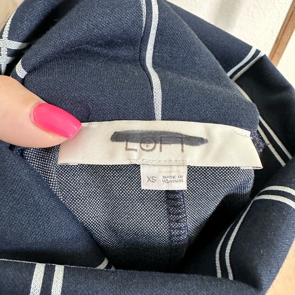 Ann Taylor LOFT Windowpane Funnel Neck Navy White Tunic Dress Sz: XS - Picture 7 of 11